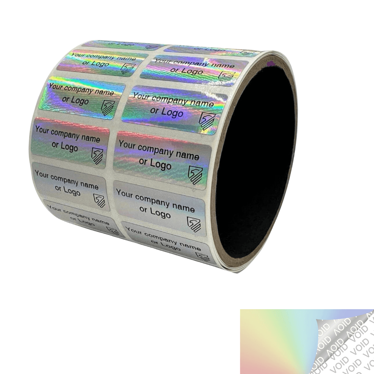 250 TamperColor® Holographic Rainbow Color/ Finish Custom Printed Security Labels: Tamper Evident, Rectangle 1.5" x 0.6" (38mm x 15mm) >Click on item details to customize.