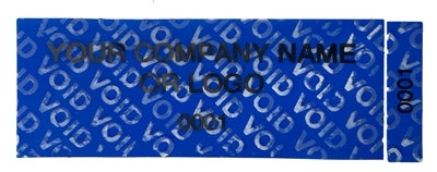 2,000 Non Residue Blue Tamper-Evident Stickers TamperGuard® Security Label Seal , Rectangle 2.75" x 1" (70mm x 25mm) >Click on item details to customize.