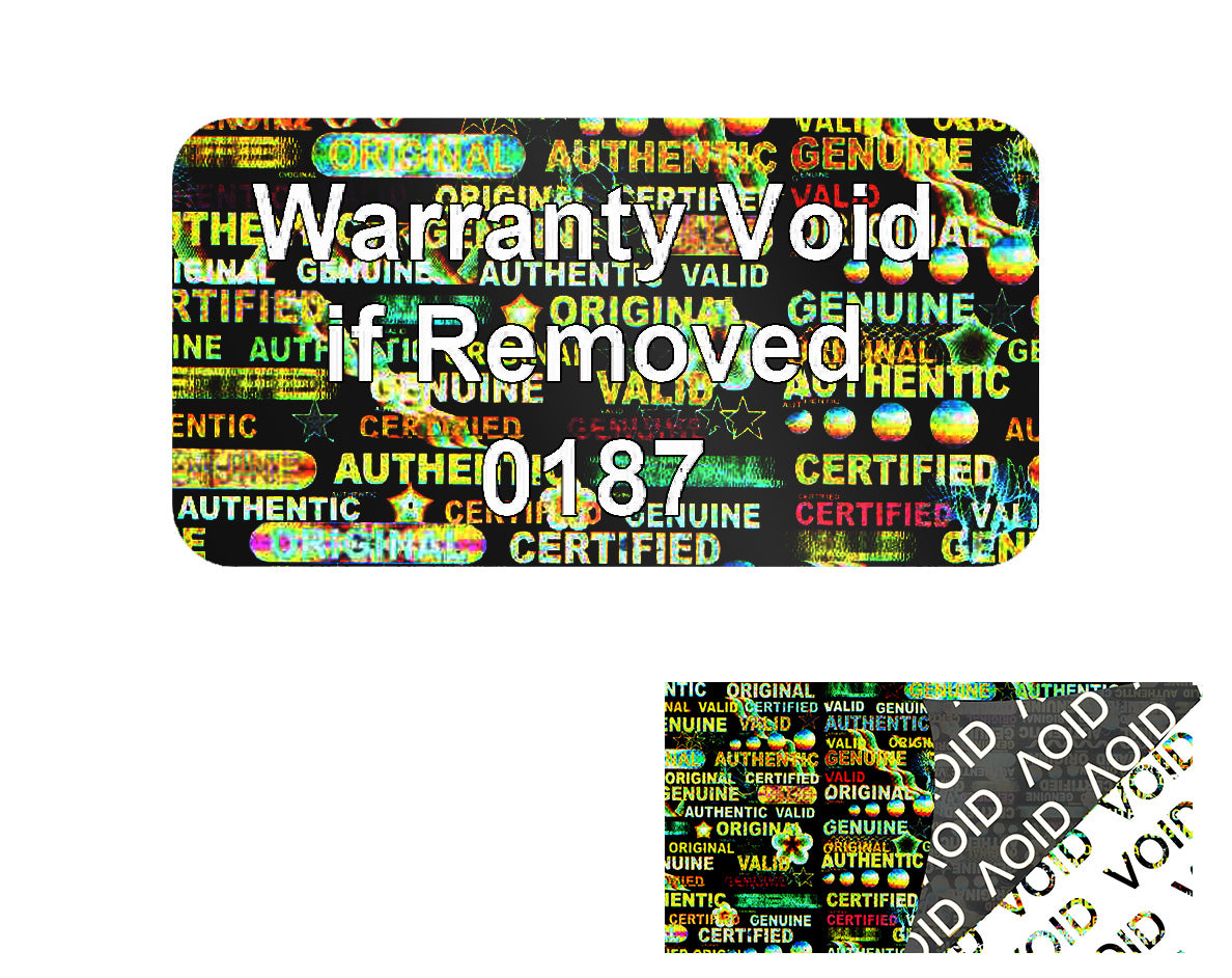 5,000 Tamper Evident Holographic Bright Black Security Label Seal Sticker TamperMax, Rectangle 1" x 0.5" (25mm x 13mm). Printed: Warranty Void if Removed.