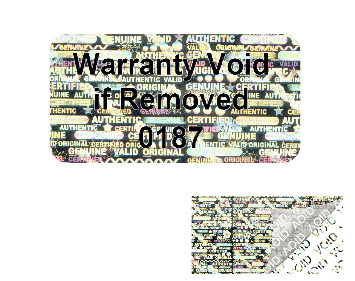 5,000 Silver Tamper Evident Holographic Silver Bright Security Label Seal Sticker TamperMax®, Rectangle 1" x 0.5" (25mm x 13mm). Printed: Warranty Void if Removed + Serialization