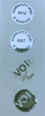 5,000 TamperVoidPro® Metallic Silver/ Chrome Tamper Evident Security Labels Seal Sticker, Round/ Circle 0.5" diameter (13mm). Printed: Warranty Void if Removed + Serialization