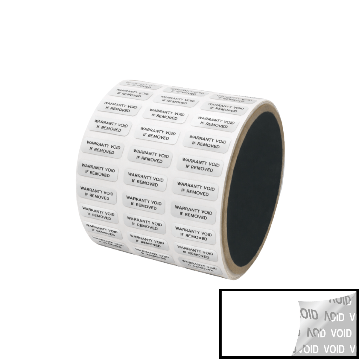 500 TamperVoidPro® White Tamper Evident Security Labels Seal Sticker, Rectangle 0.75" x 0.25" (19mm x 6mm). Printed: Warranty Void if Removed + Serialization.