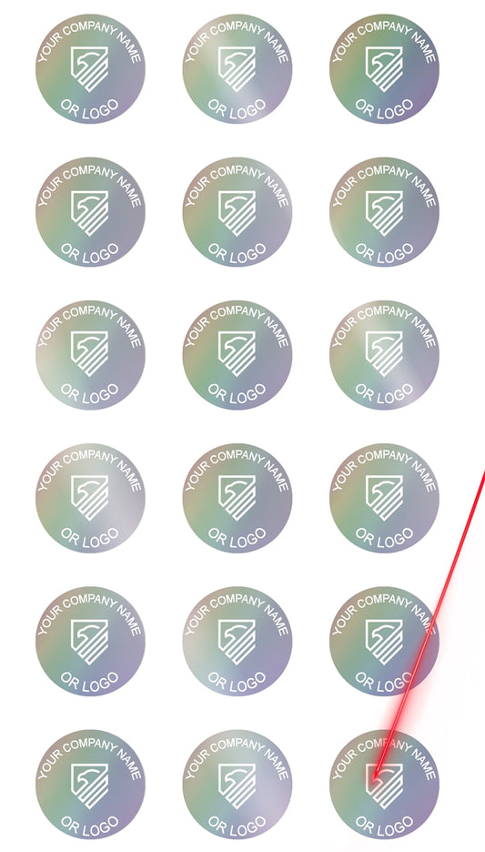 10,000 Rainbow TamperColor® Tamper Evident Security Label Seal Sticker, Circle 0.5" (13mm).Demetalized Laser Customization. >Click on item details to customize it.