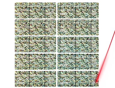 5,000 Tamper Evident Holographic Silver Bright Security Label Seal Sticker, Rectangle 1.5" x 0.6" (38mm x 15mm). Demetalized Laser Customization. >Click on item details to customize it.