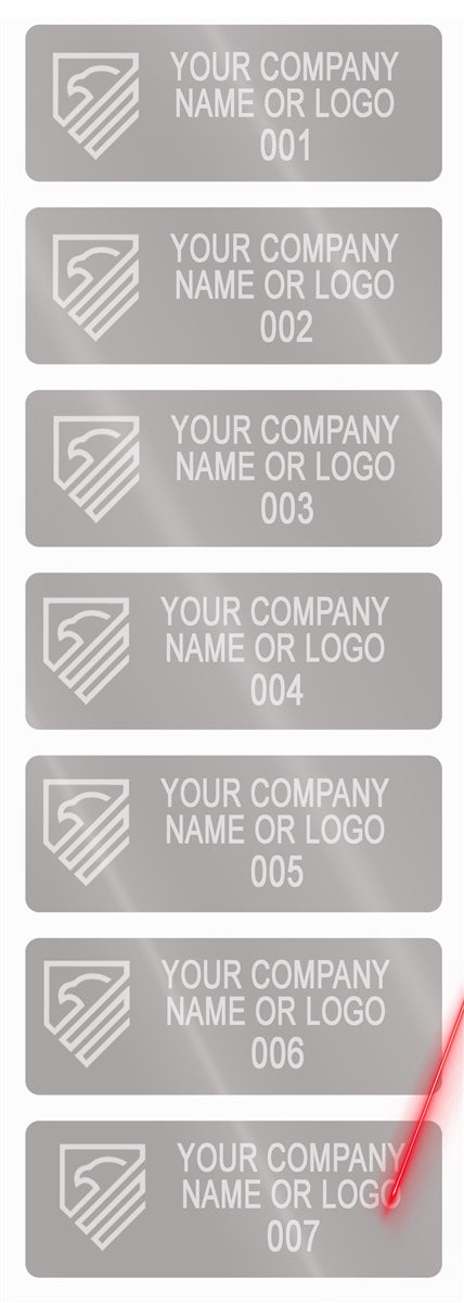 2,000 Silver Matte TamperVoidPro Metallic Tamper Evident Security Labels Seal Sticker, Rectangle 2" x 0.75" (51mm x 19mm). Demetalized Laser Customization. >Click on item details to customize it.