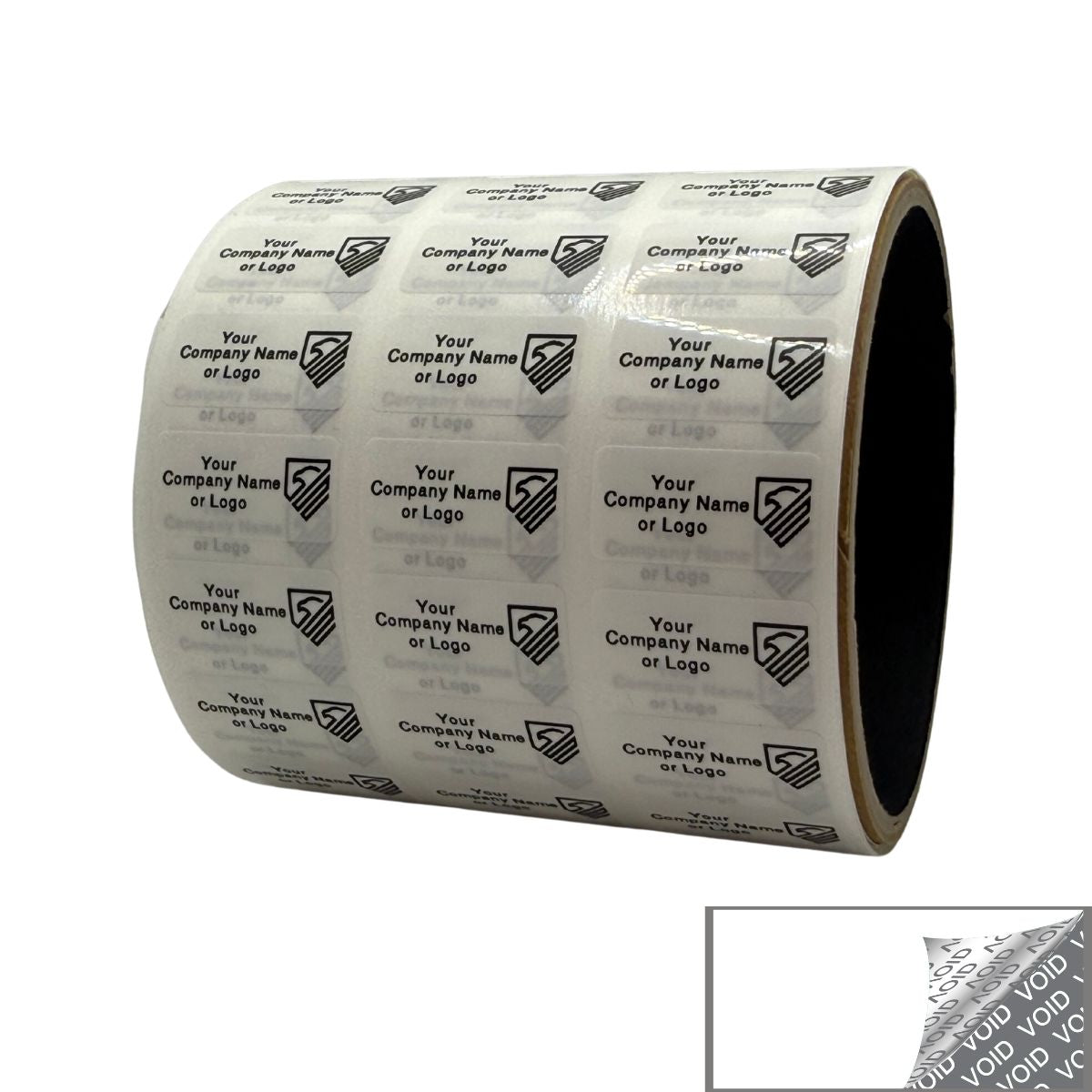 2,000 TamperColor White Custom Printed Security Labels: Tamper Evident, Rectangle 1" x 0.5" (25mm x 13mm) >Click on item details to customize.