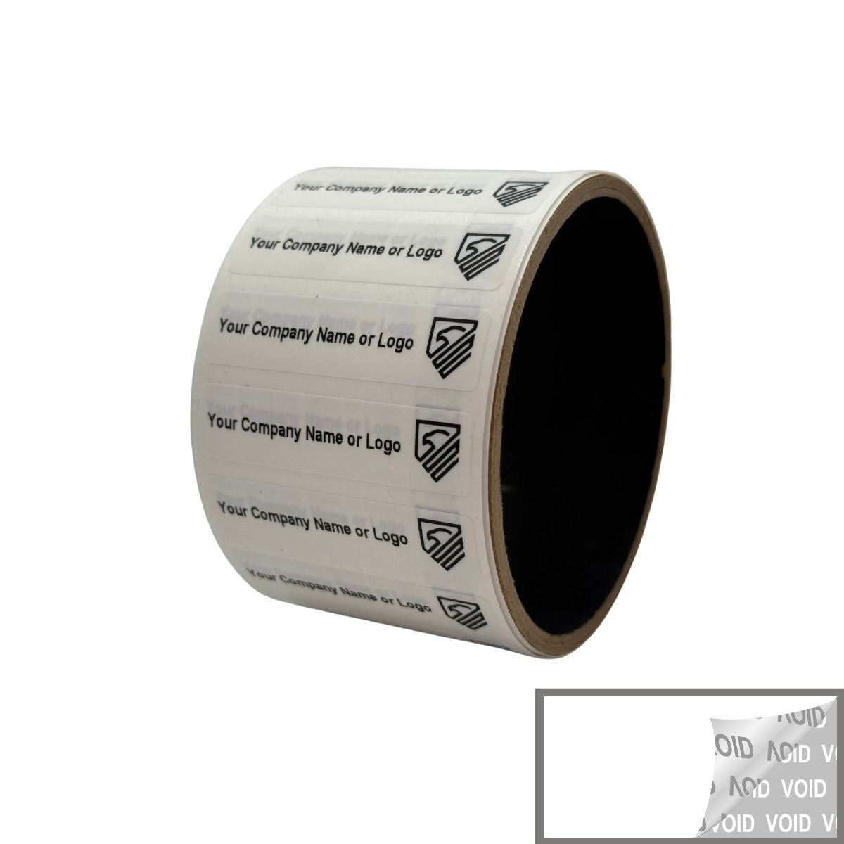 1,000 Tamper Evident Security Labels White TamperVoidPro Seal Sticker, Rectangle 2" x 0.5" (51mm x 13mm). Custom Printed. >Click on item details to customize.