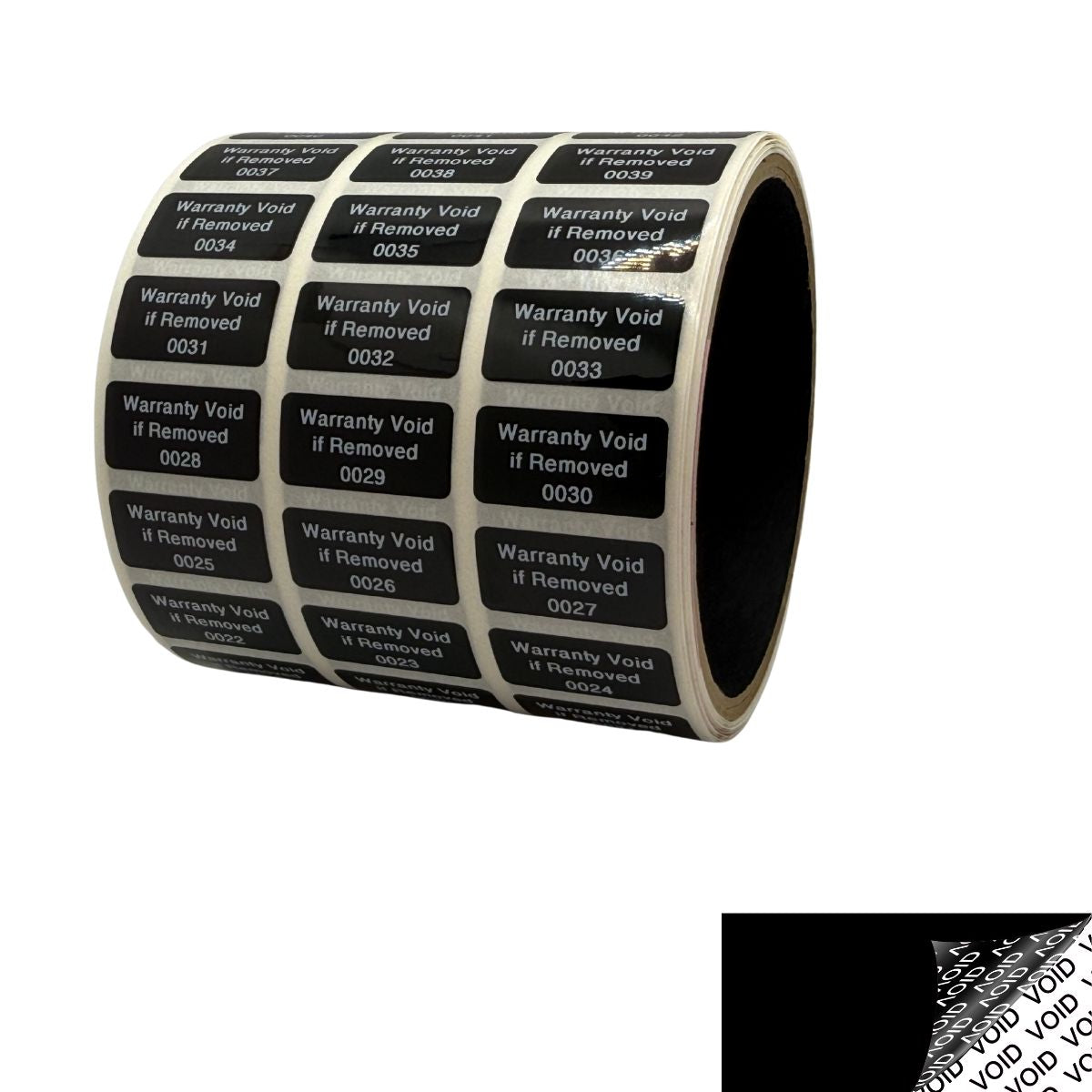1,000 Tamper Evident Black Security Labels TamperColor Seal Sticker, Rectangle 1" x 0.5" (25mm x 13mm). Printed: Warranty Void if Removed.