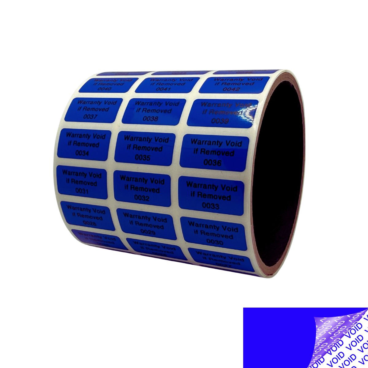 1,000 Tamper Evident Blue Security Labels TamperColor Seal Sticker, Rectangle 1" x 0.5" (25mm x 13mm). Printed: Warranty Void if Removed.