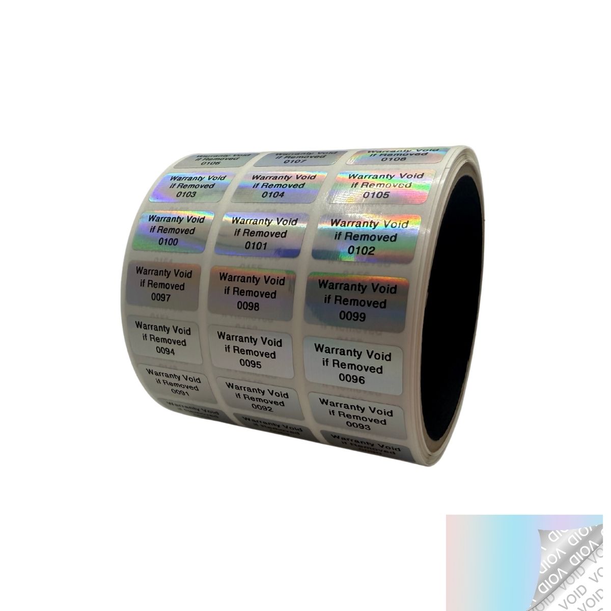 2,000 Tamper Evident Rainbow Security Labels TamperColor® Seal Sticker, Rectangle 1" x 0.5" (25mm x 13mm). Printed: Warranty Void if Removed + Serialization