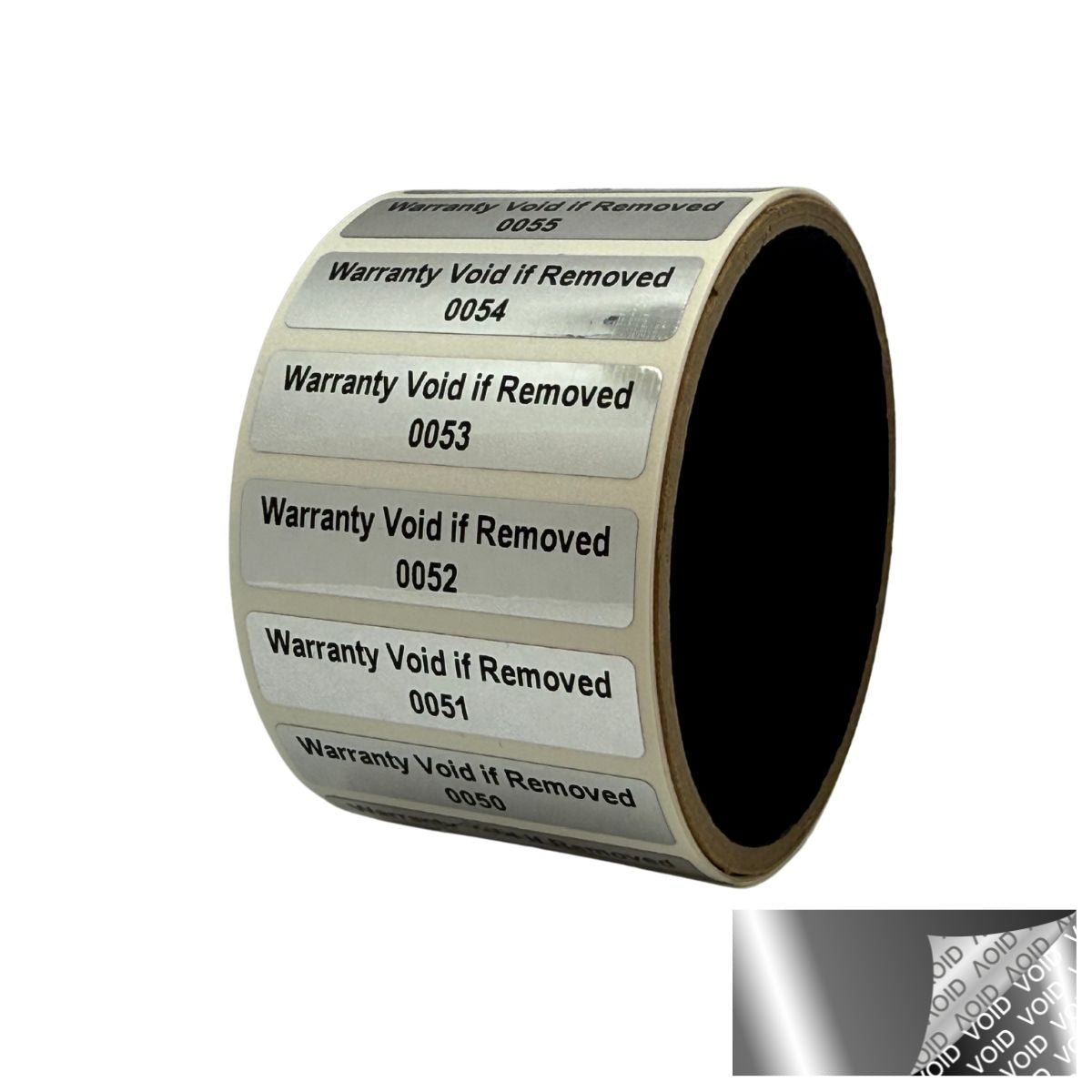 2,000 TamperVoidPro® Tamper Evident Security Labels Seal Sticker, Rectangle 2" x 0.5" (51mm x 13mm). Printed: Warranty Void if Label Removed + Serialization.