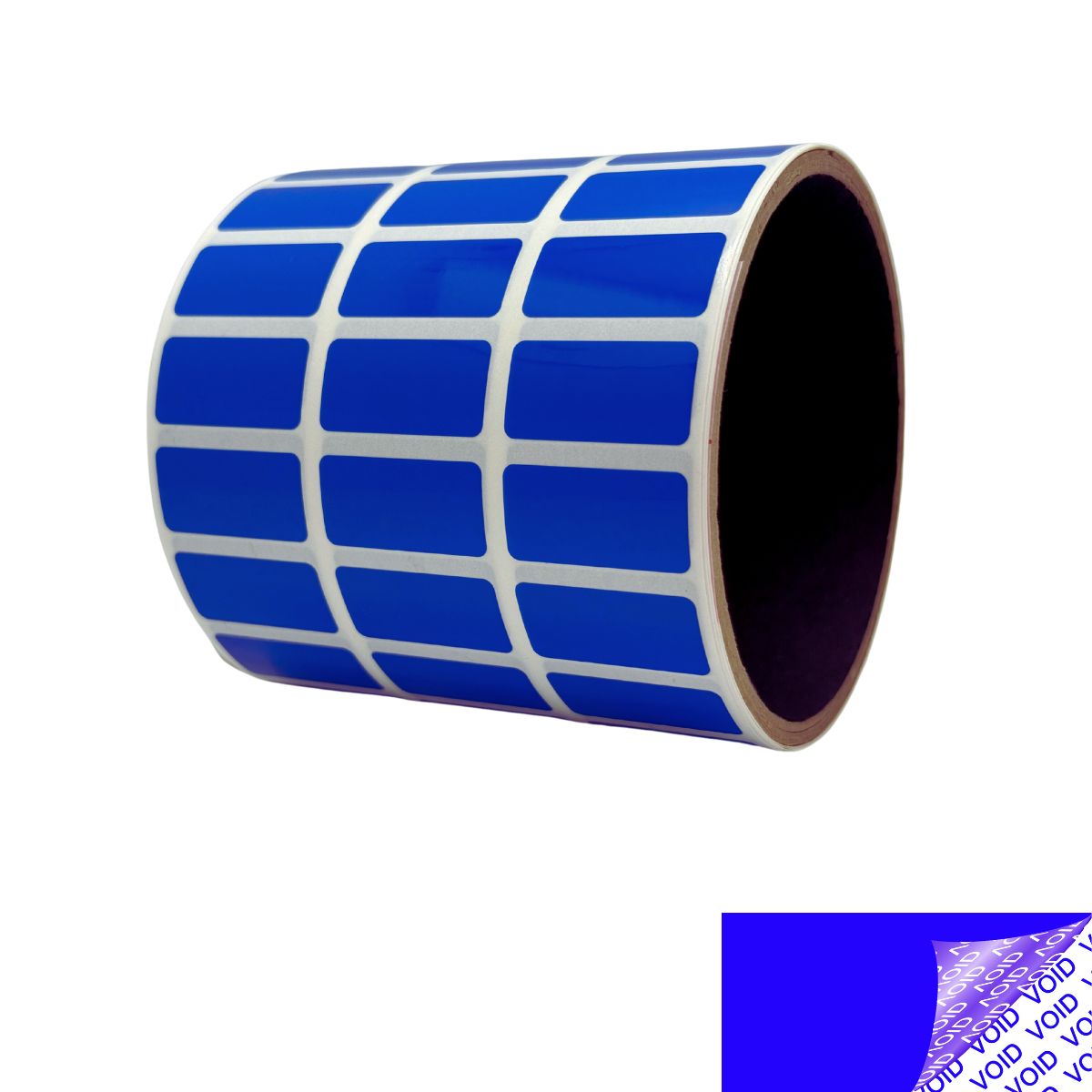 250 Blue Tamper-Evident Security Labels TamperColor® Seal Stickers, Rectangle 1" x 0.5" (25mm x 13mm).