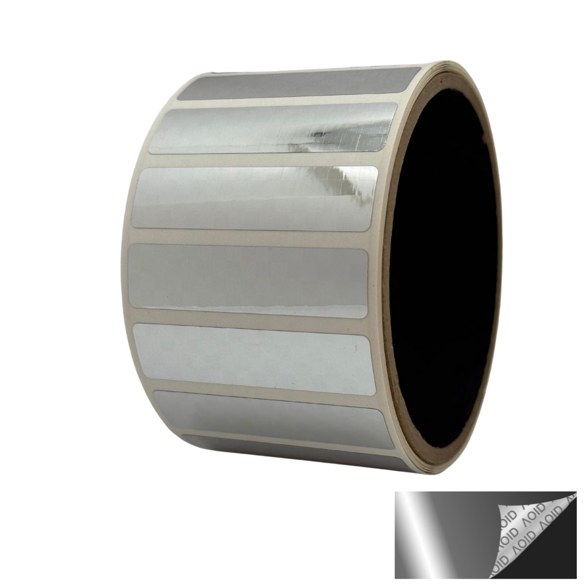 1,000 Silver Bright/ Chrome No Residue Tamper-Evident Security Labels TamperGuard® Seal Sticker, Rectangle 2" x 0.5" (51mm x 13mm).