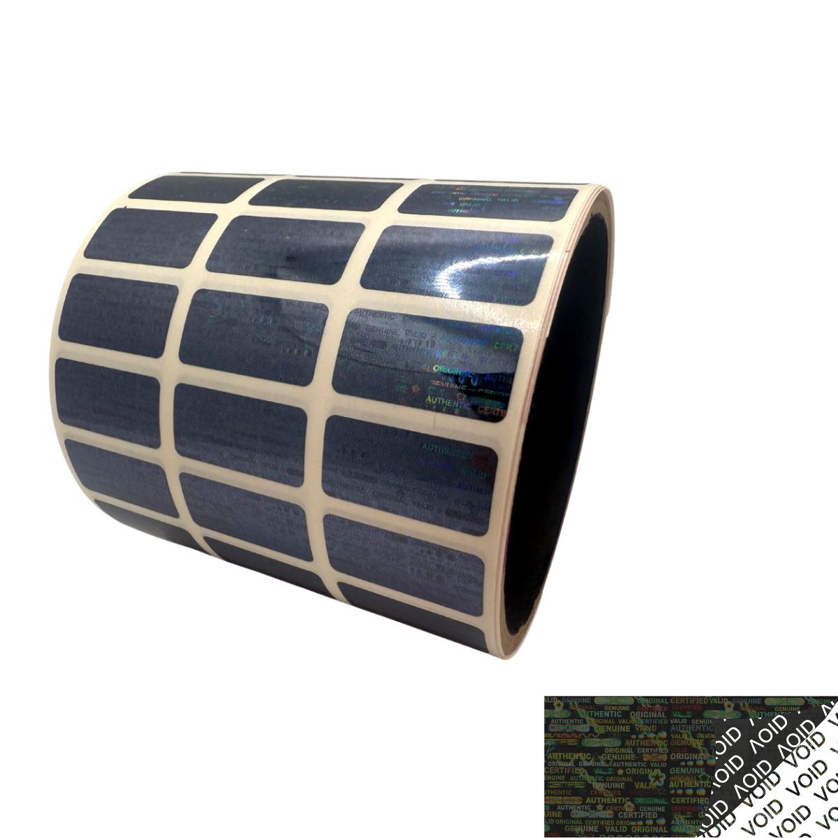 500 Black Tamper Evident Holographic Security Label Seal Sticker, Rectangle 1" x 0.5" (25mm x 13mm).