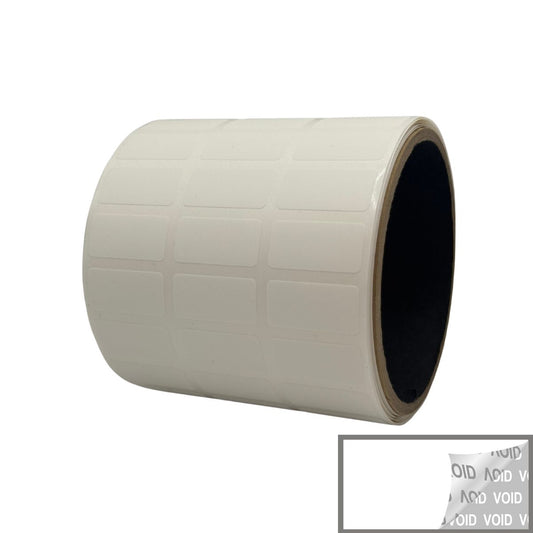 2,000 TamperVoidPro® White Tamper-Evident Security Labels Seal Sticker, Rectangle 1" x 0.5" (25mm x 13mm).