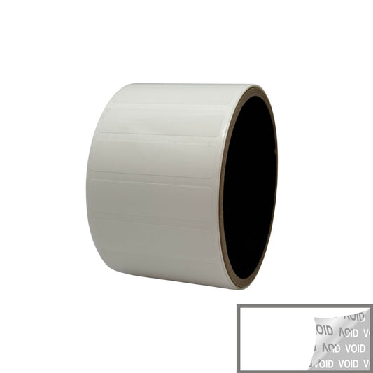 500 TamperVoidPro® White Tamper-Evident Security Labels Seal Sticker, Rectangle 2" x 0.5" (51mm x 13mm).