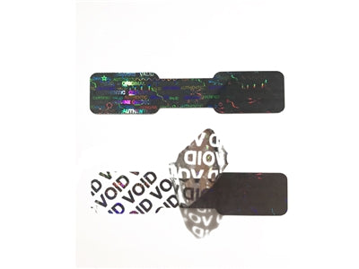 1,000 Black Tamper Evident Holographic Security Label Seal Sticker, Dogbone 1.75" x 0.375" (44mm x 9mm)