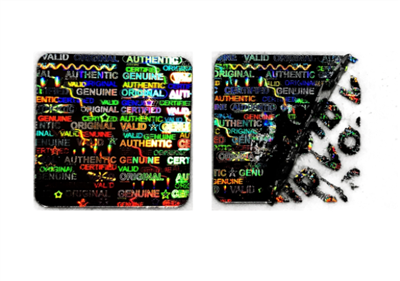 1,000 Black Tamper Evident Holographic Security Label Seal Sticker, Square 1" x 1" (25mm x 25mm)