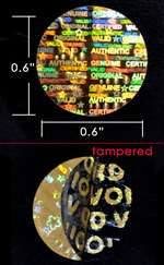5,000 Gold Tamper Evident Holographic Security Round Label Seal Sticker, Round/ Circle 0.625" diameter (16mm).