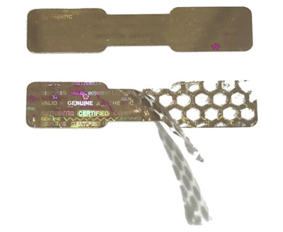 1,000 Gold Tamper Evident Holographic Security Label Seal Sticker,Dogbone 1.75" x 0.375" (44mm x 9mm)