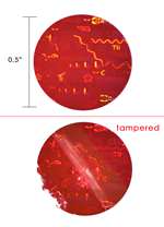 250 Red Tamper Evident Holographic Security Round Label Seal Sticker, Round/ Circle 0.5" diameter (13mm).
