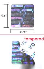 2,000 Silver Tamper Evident Holographic Security Label Seal Sticker, Rectangle 0.75" x 0.6" (19mm x 15mm).