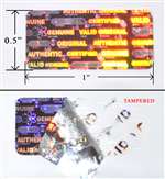 10,000 Silver Tamper Evident Holographic Security Label Seal Sticker, Rectangle 1" x 0.5" (25mm x 13mm).
