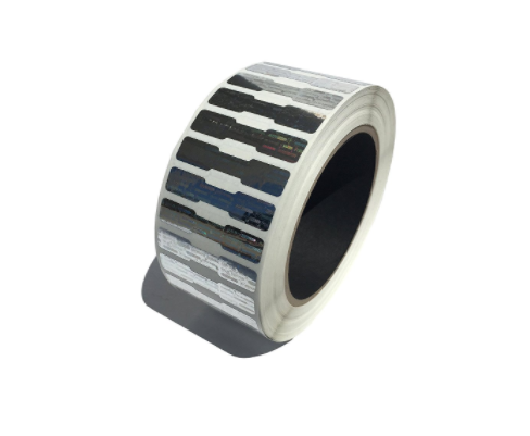 250 Silver Tamper Evident Holographic Security Label Seal Sticker, Dogbone 1.75" x 0.375" (44mm x 9mm)