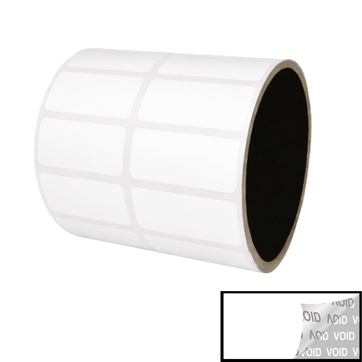 10,000 TamperVoidPro® White Tamper-Evident Security Labels Seal Sticker, Rectangle 1.5" x 0.6" (38mm x 15mm).