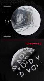 250 Bright TamperVoid Metallic Silver Tamper-Evident Security Labels Seal Sticker, Round/ Circle 0.625" diameter (16mm).