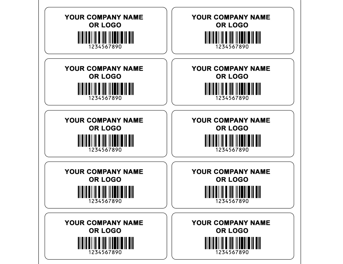 10,000 Custom Printed Asset Identification Security Stickers White Color Size 1.5" x 0.6" (38mm x 15mm) >Click on item details to customize.
