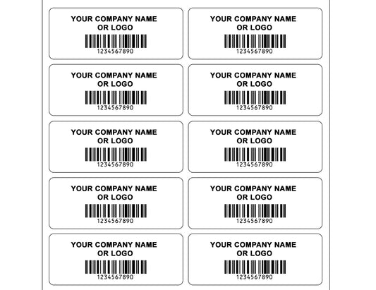2,000 Custom Printed Asset Identification Security Stickers White Color Size 1.5" x 0.6" (38mm x 15mm) >Click on item details to customize.