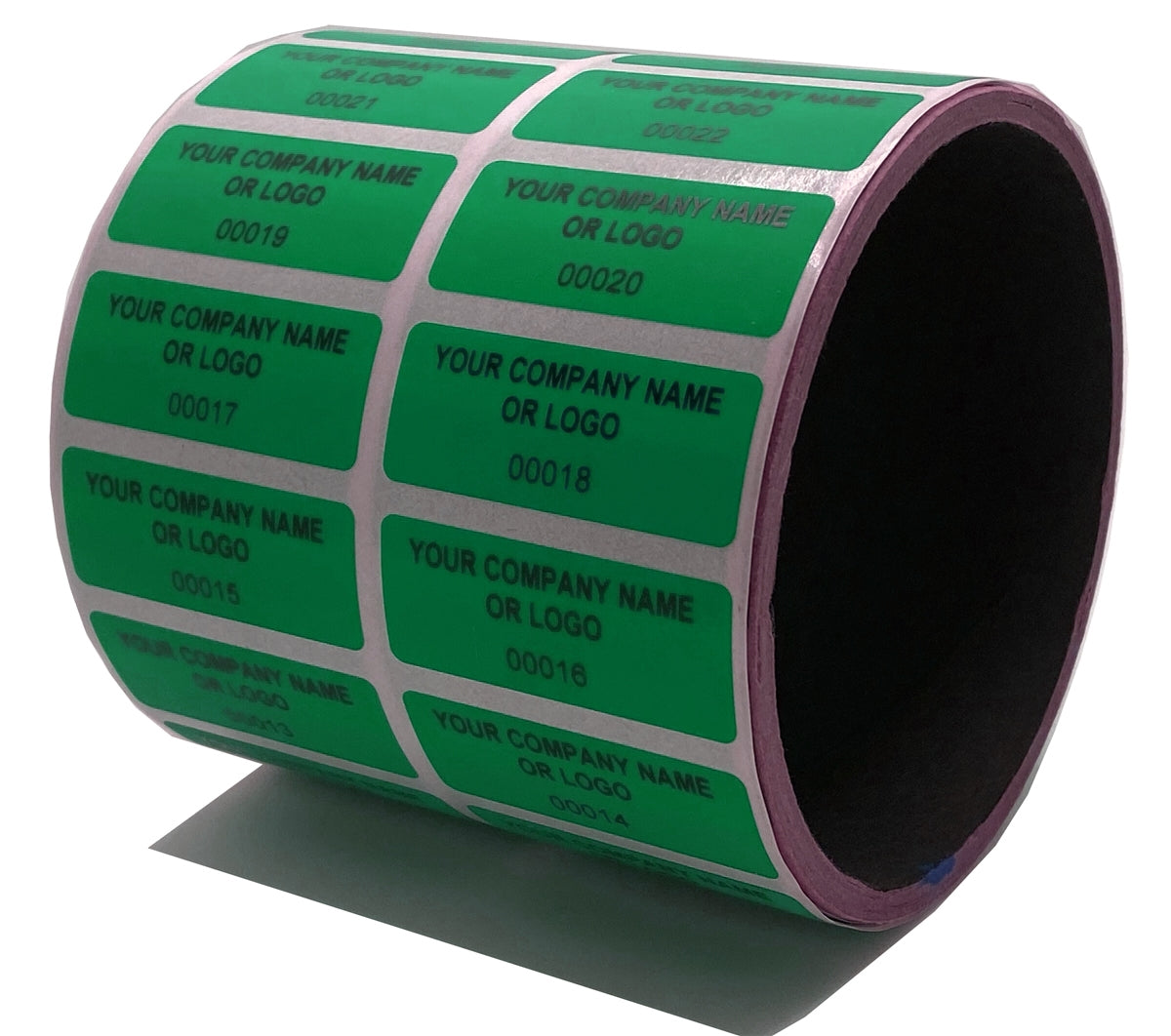 10,000 Non Residue Green Tamper-Evident Stickers TamperGuard® Security Label Seal , Rectangle 1.5" x 0.6" (38mm x 15mm) >Click on item details to customize.