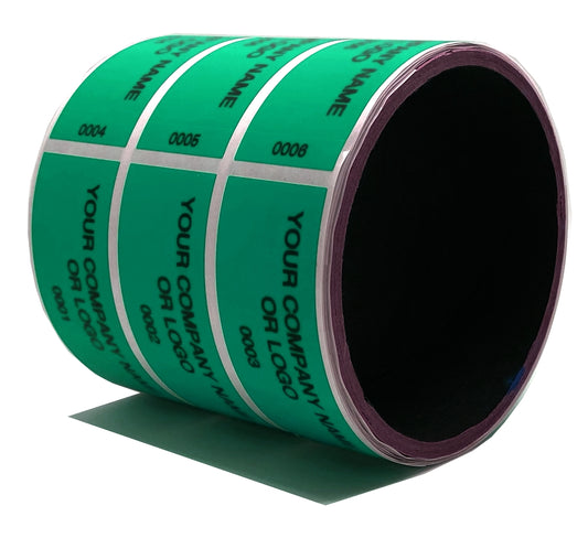 5,000 Non Residue Green Tamper-Evident Stickers TamperGuard® Security Label Seal , Rectangle 2.75" x 1" (70mm x 25mm) >Click on item details to customize.