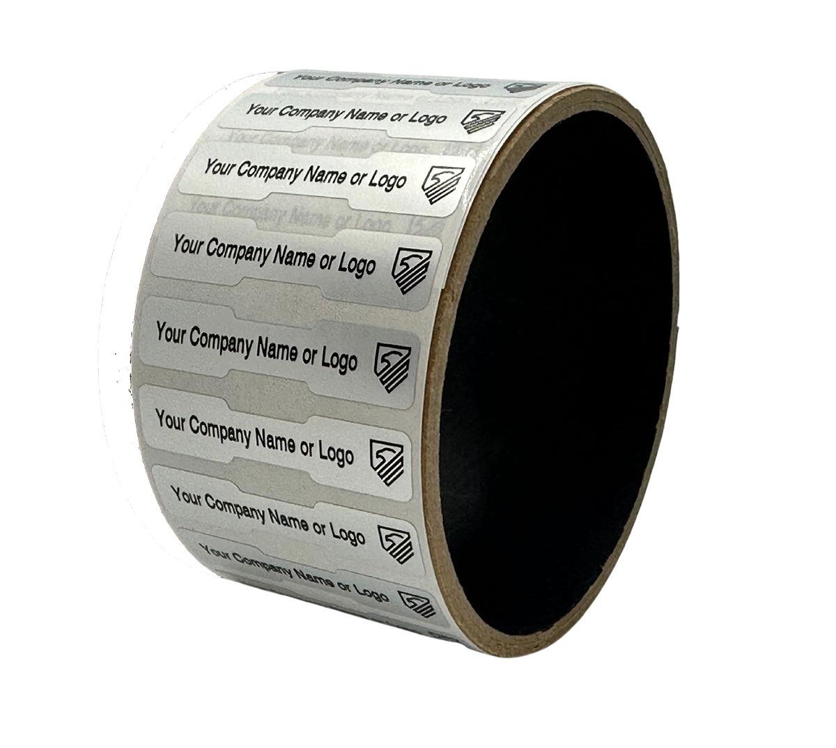 2,000 Non Residue Silver Matte Chrome Tamper-Evident Stickers TamperGuard® Security Label Seal , Dogbone Shape Size 1.75" x 0.375 (44mm x 9mm) >Click on item details to customize.