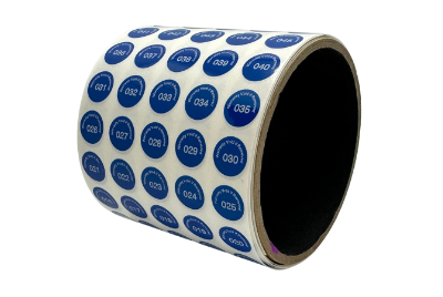 1,000 Tamper Evident Blue Security Labels TamperColor® Seal Sticker, Circle 0.5" (13mm). Printed: Warranty Void if Removed + Serialization