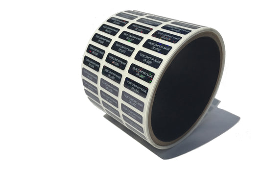 10,000 Tamper Evident Holographic Bright Black Security Label Seal Sticker TamperMax, Rectangle 1" x 0.375" (25mm x 9mm). Printed: Warranty Void if Removed.