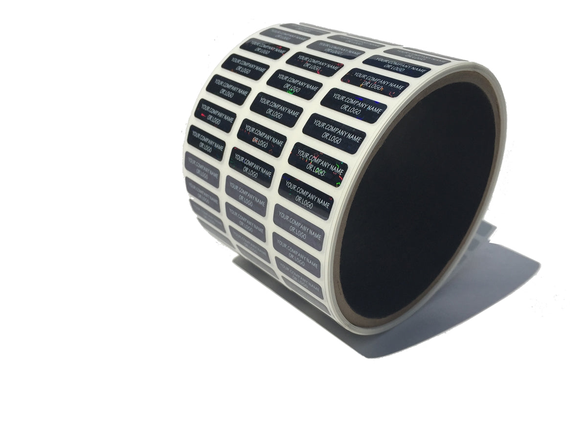 5,000 Tamper Evident Holographic Bright Black Security Label Seal Sticker TamperMax, Rectangle 1" x 0.375" (25mm x 9mm). Printed: Warranty Void if Removed.