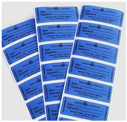 250 Secure. It Blue Stickers No Residue Tamper-Evident Stickers -Tamper Proof Stickers -Security Seal -Tamper Resistant Labels TamperGuard®  -Quality Control TamperGuard®  -Unique Sequential Numbers.