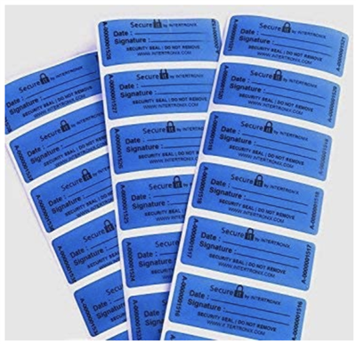 500 Secure.It Blue Stickers No Residue Tamper-Evident Stickers -Tamper Proof Stickers -Security Seal -Tamper Resistant Labels TamperGuard®  -Quality Control TamperGuard®  -Unique Sequential Numbers.