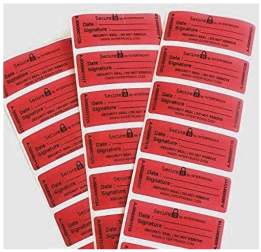 500 Secure.It Red Stickers No Residue Tamper-Evident Stickers -Tamper Proof Stickers -Security Seal -Tamper Resistant Labels TamperGuard®  -Quality Control TamperGuard®  -Unique Sequential Numbers.