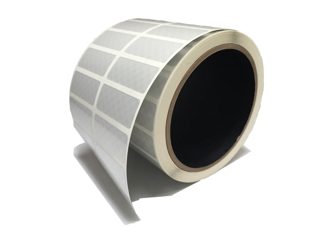 250 Silver Matte Tamper-Evident Security Labels TamperGuard® Seal Sticker, Rectangle 1.5" x 0.6" (38mm x 15mm).
