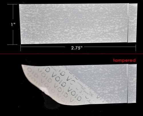 10,000 White No Residue Tamper-Evident Security Labels TamperGuard® Seal Sticker, Rectangle 2.75" x 1" (70mm x 25mm).