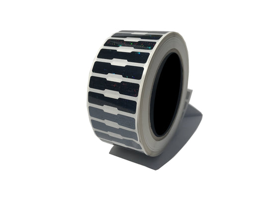 10,000 Black Tamper Evident Holographic Security Label Seal Sticker, Dogbone 1.75" x 0.375" (44mm x 9mm)