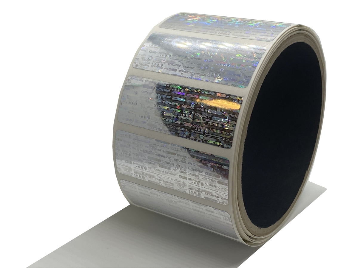10,000 Silver Tamper Evident Holographic Security Label Seal Sticker, Rectangle 2" x 0.75" (51mm x 19mm)