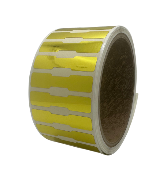 10,000 Gold TamperVoidPro® Bright Gold Metallic Tamper-Evident Security Labels Seal Sticker, Dogbone Shape Size 1.75" x 0.375 (44mm x 9mm).
