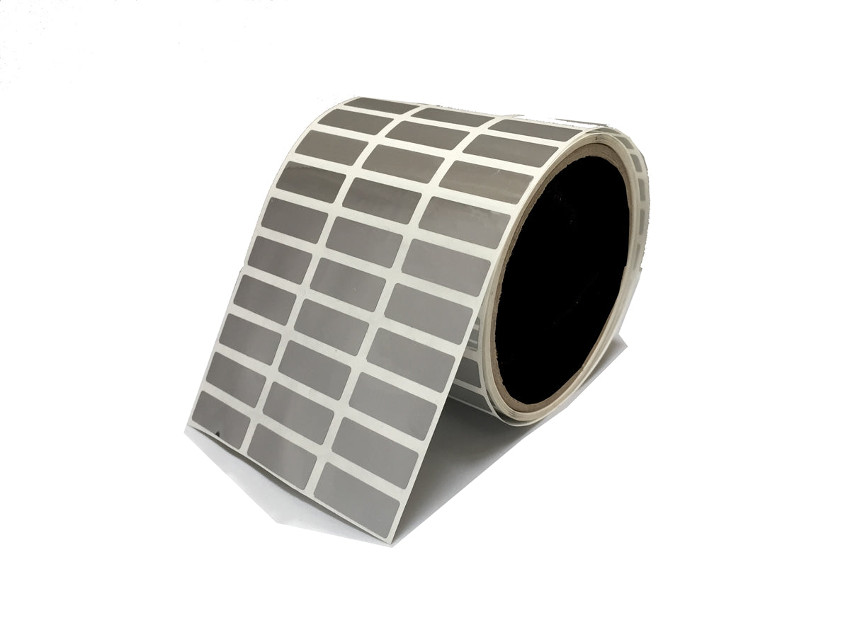 2,000 TamperVoidPro® Metallic Silver Chrome Tamper-Evident Security Labels Seal Sticker, Rectangle 1" x 0.375" (25mm x 9mm).