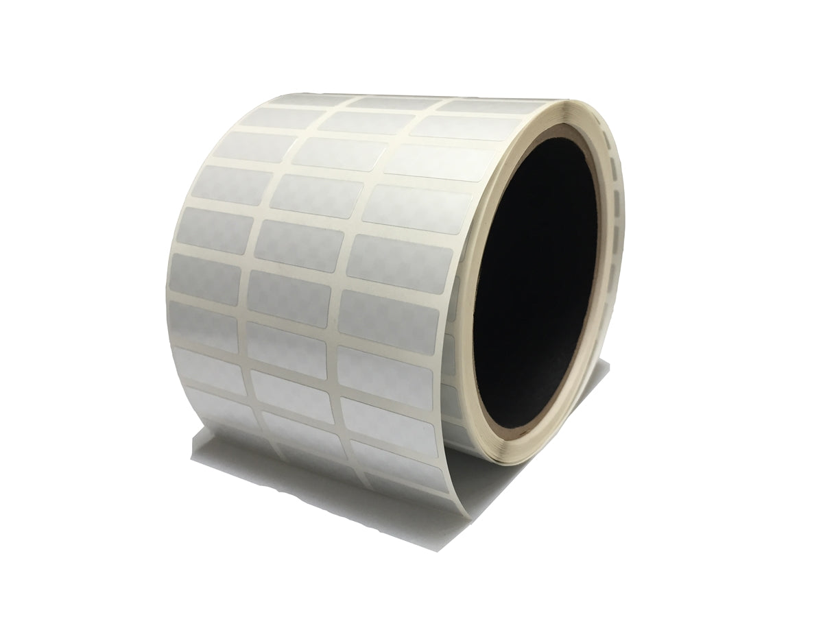 2,000 TamperVoidPro® Silver Matte Tamper-Evident Security Labels Seal Sticker, Rectangle 1" x 0.375" (25mm x 9mm).