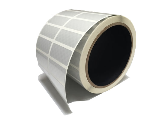 10,000 TamperVoidPro® Silver Matte Tamper-Evident Security Labels Seal Sticker, Rectangle 1.5" x 0.6" (38mm x 15mm).
