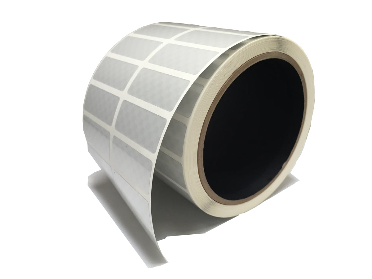 1,000 TamperVoidPro® Silver Matte Tamper-Evident Security Labels Seal Sticker, Rectangle 1.5" x 0.6" (38mm x 15mm).